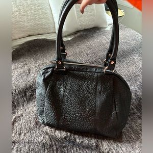 Status Anxiety - Force of Being black leather tote with rose gold hardware